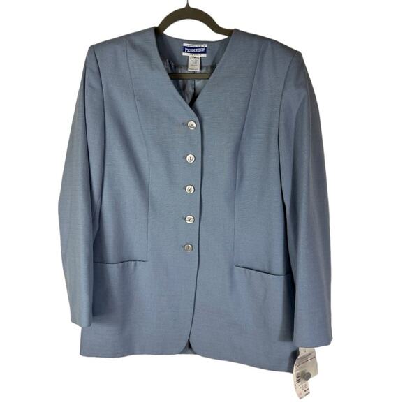 NWT Pendleton Baby Blue Vintage 90s Blazer / Suit Jacket Size 12 - Picture 1 of 6